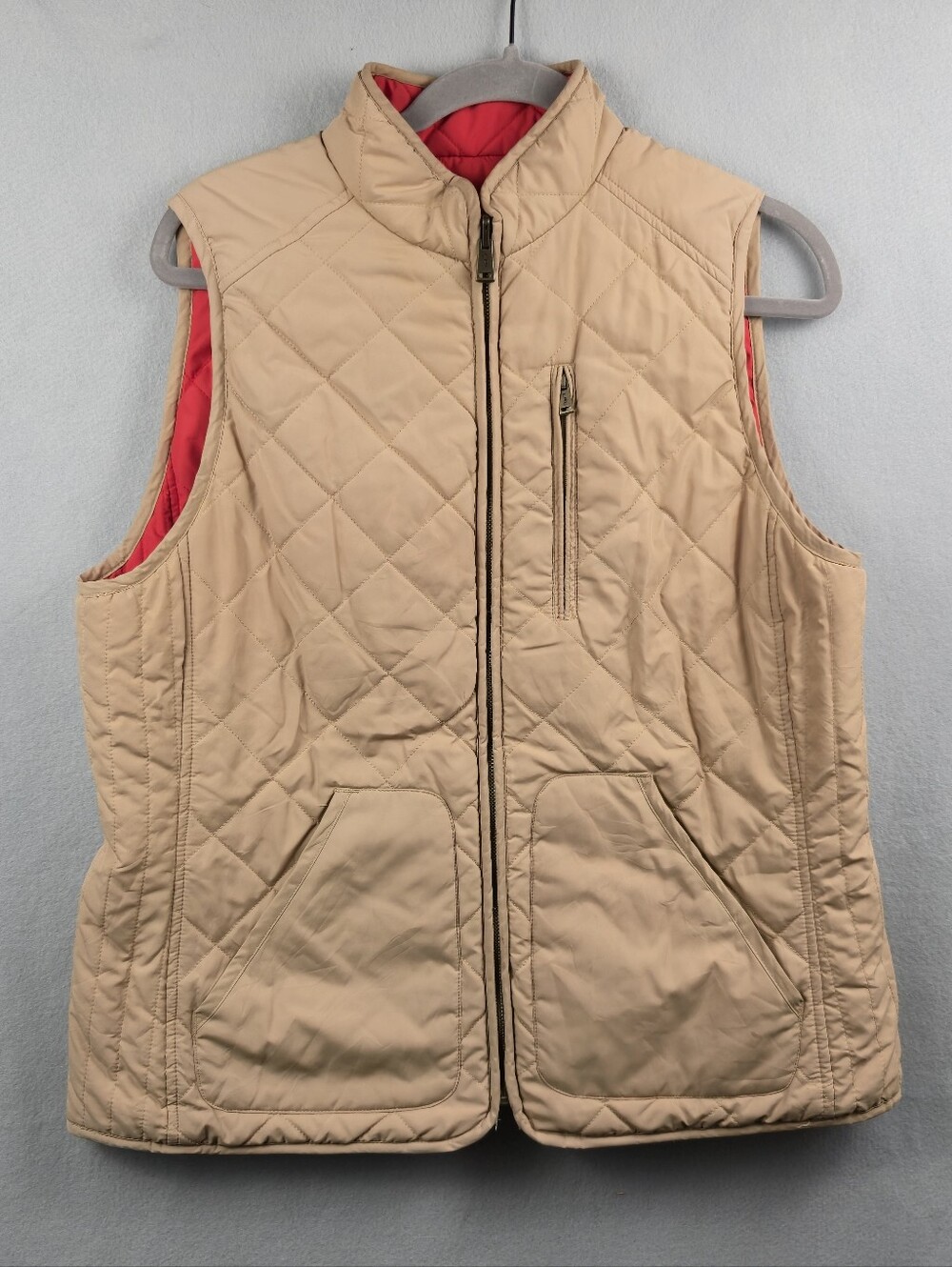 Lauren Ralph Lauren Reversible Quilted Vest XL Red Tan